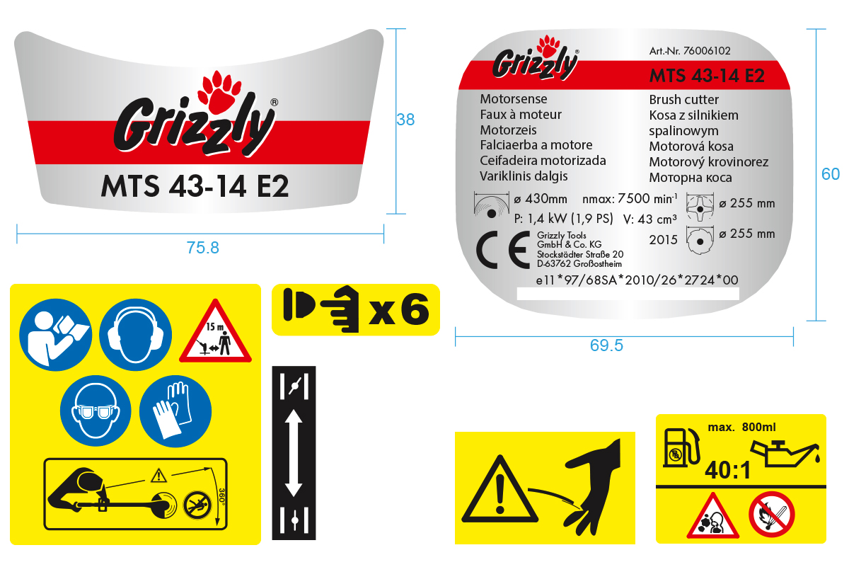  Schnieber Graphik, Typenschilder Grizzly: Aufkleber, Label, Illustration