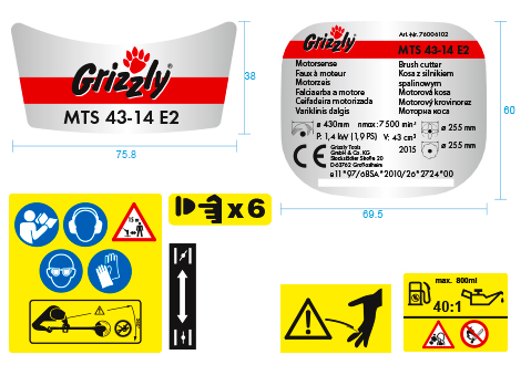  Schnieber Graphik, Produktlabels Grizzly: Aufkleber, Label, Illustration, Typenschild